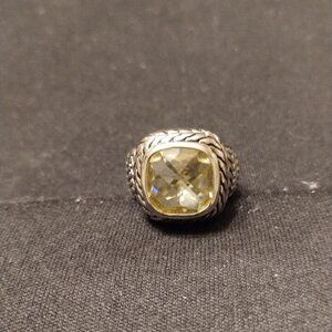 UNISEX YELLOW QUARTZ STERLING SILVER RING